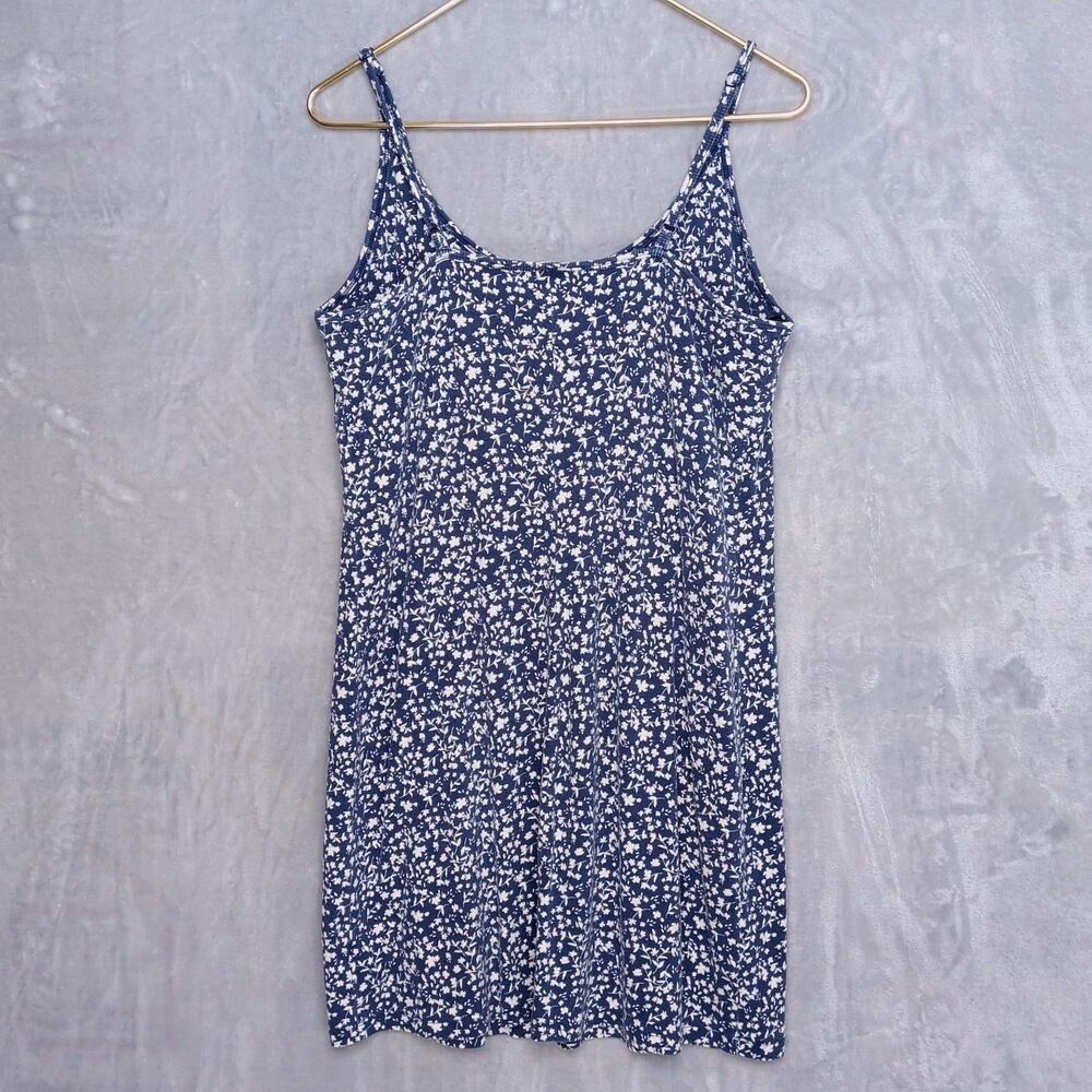 OLD NAVY Sleeveless Ditzy Floral Blue Strappy Mini Cami Dress Size 2X Shelf Bra